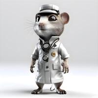 White mouse doctor in glasses with a stethoscope. 3d rendering, Image photo