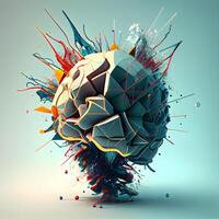 3d render of abstract sphere made of colorful splashes and dots, Image photo