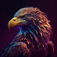 Eagle in the night sky. 3d rendering, 3d illustration., Image photo