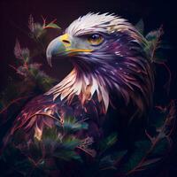 Beautiful portrait of an eagle on a dark background. Digital painting., Image photo