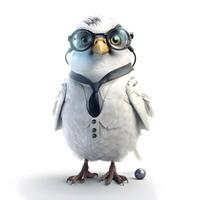 3D rendering of a cute cartoon owl wearing aviator goggles., Image photo