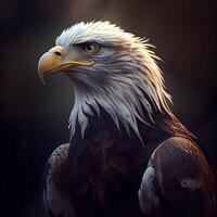 Bald eagle in the nature. 3d rendering. Computer digital drawing., Image photo