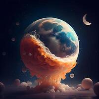 3d illustration of abstract space background with planets, stars and nebula, Image photo