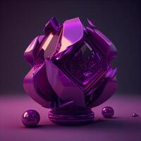 3d representación de un cristal pelota en un púrpura antecedentes. 3d ilustración., ai generativo imagen foto