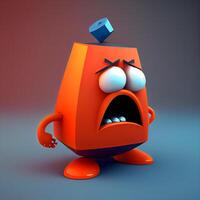 Angry orange monster. 3d render illustration isolated on grey background, Image photo