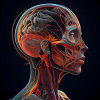 humano cerebro anatomía para médico concepto 3d ilustración diseño., ai generativo imagen foto