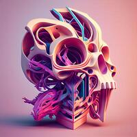 Human skeleton. 3D illustration. 3D CG. High resolution., Image photo