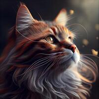 Portrait of a cat on a dark background. 3d rendering, Image photo
