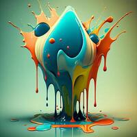 Colorful paint splashing on a colorful background. 3d rendering, Image photo