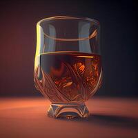 vaso de whisky en un oscuro antecedentes. 3d representación. 3d ilustración., ai generativo imagen foto