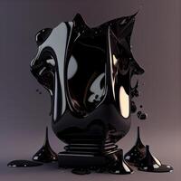 3d render of black monster with golden eyes on dark background., Image photo
