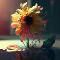 Beautiful bouquet of sunflowers on a dark background., Image photo