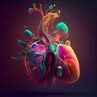 Human heart on dark background. 3D illustration. 3D rendering., Image photo