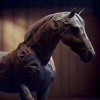 3D rendering of a horse with a tattoo on his body., Image photo