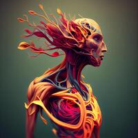 Human Anatomy with Nervous System. 3D Rendering, Image photo