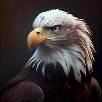 Bald Eagle on dark background. 3D illustration. Computer generated image., Image photo