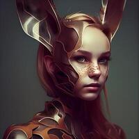 3d illustration of a beautiful girl with fantasy make-up., Image photo