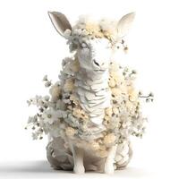 Cute dog with lace on a white background. 3d rendering, Image photo