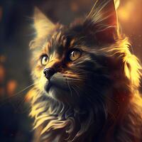 Portrait of a beautiful Maine Coon cat. Digital painting., Image photo