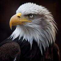 Bald Eagle. 3D illustration. Vintage style. Isolated on black background., Image photo