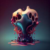 3D illustration of an abstract shape with a drop of paint., Image photo