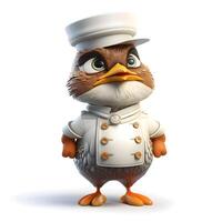 3D rendering of a cute cartoon penguin wearing a chef hat, Image photo