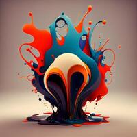 Abstract colorful paint splashes on grey background. 3d illustration., Image photo