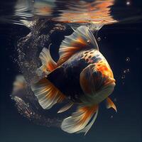 Goldfish in the water. 3d rendering. Computer digital drawing., Image photo