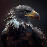 Portrait of eagle on a dark background. 3D rendering., Image photo