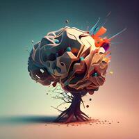 Abstract tree made of colorful splashes. 3d render illustration., Image photo