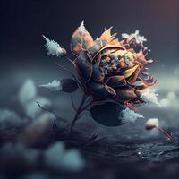 Beautiful bouquet of roses on a dark background. 3D rendering, Image photo