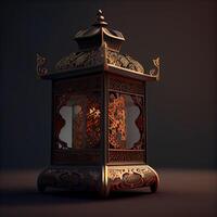 Arabic lantern on a dark background. 3d render illustration., Image photo