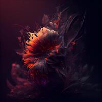 beautiful flowers on a black background with a gradient and a place for text, Image photo