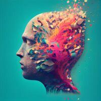 Creative illustration of human head in surreal style. Art design., Image photo