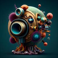 Cute cartoon monster with big eyes. 3d render illustration., Image photo