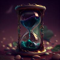 3d rendering of an hourglass with sand running through the time, Image photo