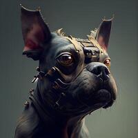 Portrait of a dog in a steampunk style. 3d rendering, Image photo