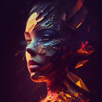 3d illustration of a beautiful woman with a futuristic hairstyle., Image photo