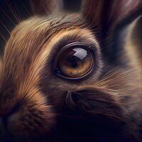 Close up of the eye of a rabbit. 3D rendering., Image photo