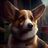 Welsh corgi dog portrait. Dog portrait. 3d rendering, Image photo