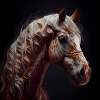 caballo retrato en un negro antecedentes. 3d representación, 3d ilustración., ai generativo imagen foto