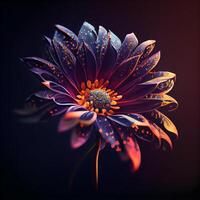 hermosa flor en un oscuro antecedentes. 3d representación, 3d ilustración., ai generativo imagen foto