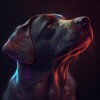 Digital Illustration of a Retriever Retriever on Black Background, Image photo