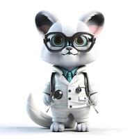 Cute ferret with stethoscope on his neck - 3D render, Image photo