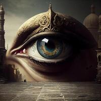 Eye of God in front of Taj Mahal in Agra, India, Image photo