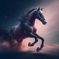 Horse in the snow. 3d illustration. Elements of this image furnished by NASA, Image photo