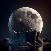 Moon in the night sky. 3d render. Elements of this image furnished by NASA, Image photo