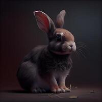 Rabbit on a dark background with a place for your text., Image photo
