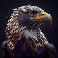 Eagle portrait. Digital painting on black background. illustration., Image photo