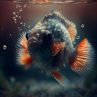 Tropical fish in water. Underwater world. 3d rendering, Image photo